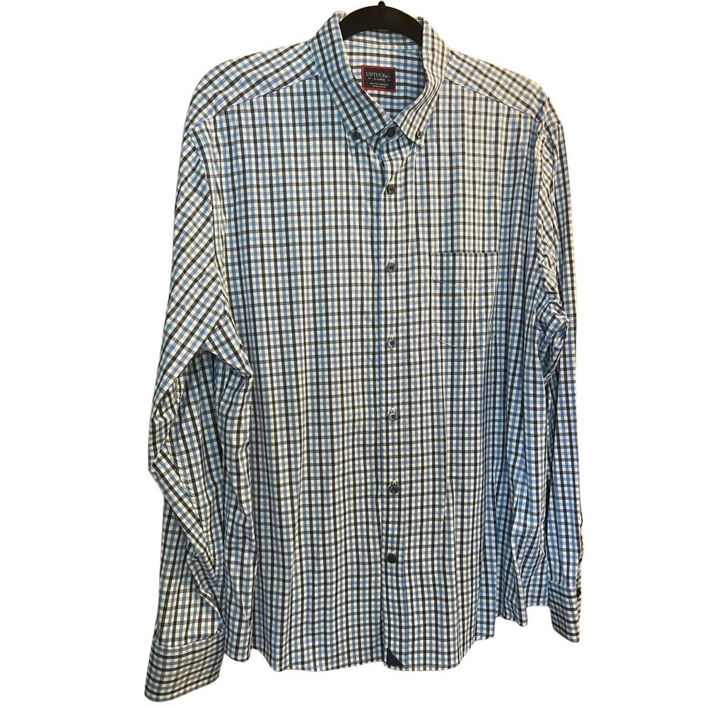 Classic Blue Plaid Button Down // UNTUCKit Men's Size XL
